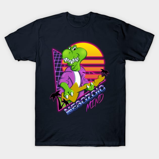 Mesozoic Mind 80's Retro T-Shirt by Jblumdesigns